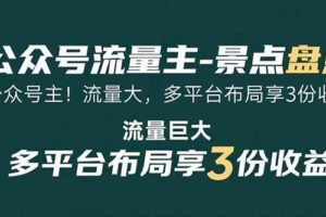 （15553期）公众号流量主-景点盘点 流量巨大 多平台布局享3份收益