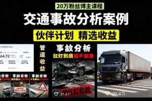 （15995期）交通事故分析案例短视频，剪辑技巧+文案模板+配音教学+快速起号 月收益2w+