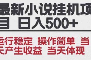 （16794期）2025全新小说挂机项目 年前吃肉 操作简单，单机当天收益1000+，收益无上限，可矩阵操作