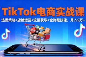 （16422期）TikTok电商实战课10月，选品策略+店铺运营+流量获取+全流程技能，月入5万+