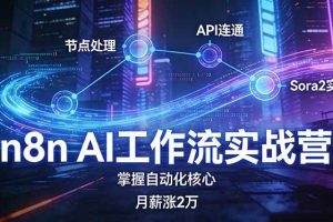 （17458期）n8n AI工作流实战营，节点处理+API连通+Sora2实战，掌握自动化核心月薪涨2万