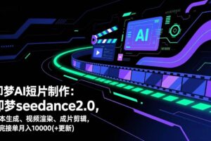 （17969期）即梦AI 短片制作(更新)：即梦seedance2.0，脚本生成、视频渲染、成片剪辑，学完接单月入10000+